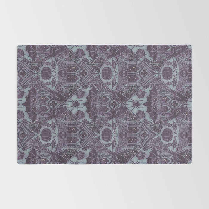 Gothic Halloween Damask - moonlight violet  Rug Gallery Image 2