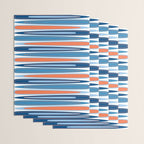 Mid Century Modern Vintage Inspired Stripes in Classic Blues and Muted Orange Wrapping Paper Gallery Image 3