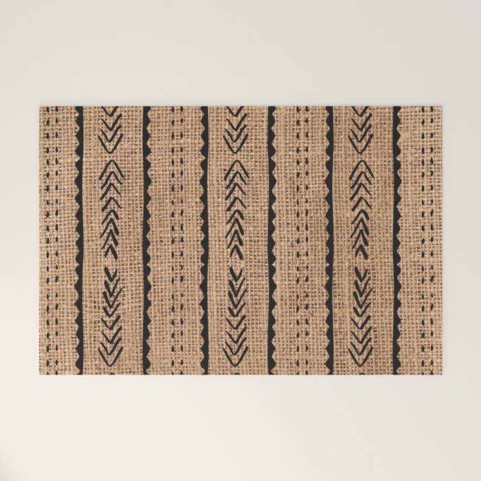 Burlap Mud Cloth Pattern  Welcome Mat Gallery Image 1