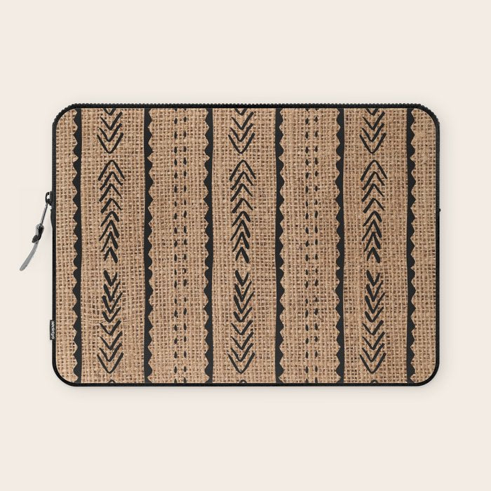 Burlap Mud Cloth Pattern  Laptop Sleeve Gallery Image 1