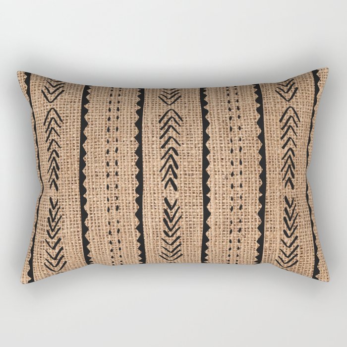 Burlap Mud Cloth Pattern  Rectangular Pillow Gallery Image 1