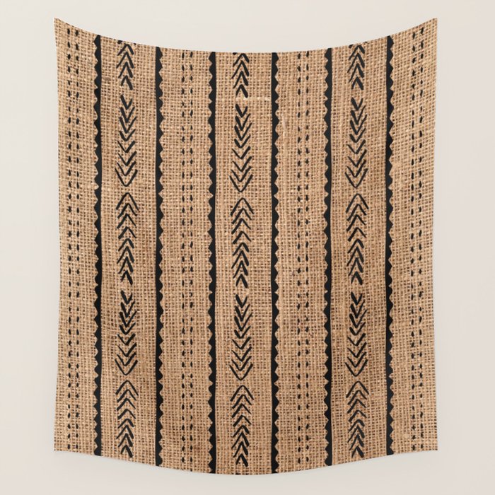 Burlap Mud Cloth Pattern  Wall Tapestry Gallery Image 4