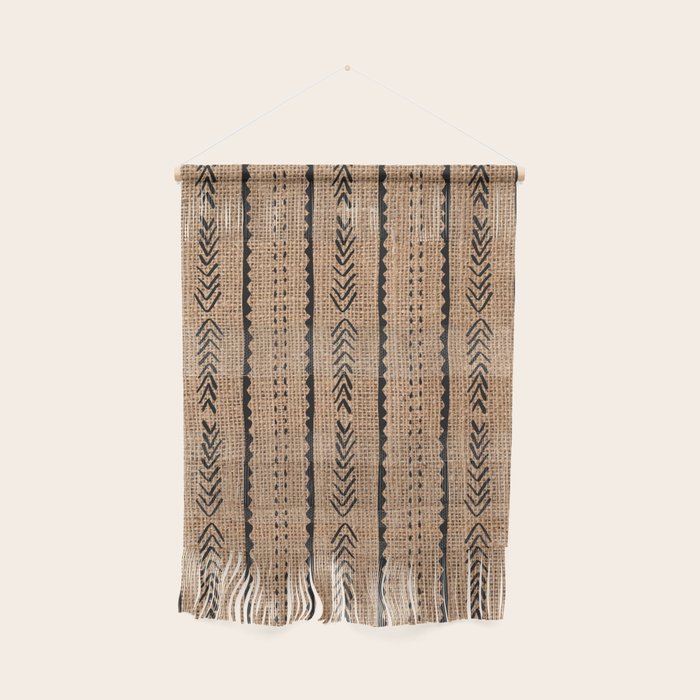 Burlap Mud Cloth Pattern  Wall Hanging Gallery Image 1