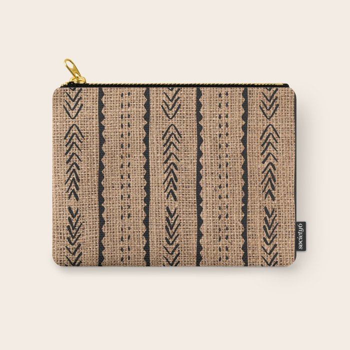 Burlap Mud Cloth Pattern  Carry All Pouch Gallery Image 1