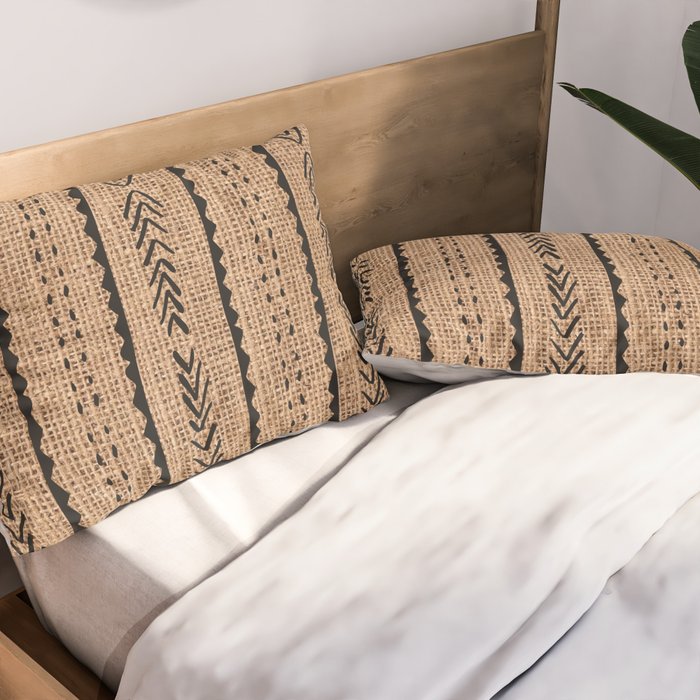 Burlap Mud Cloth Pattern  Pillow Sham Gallery Image 2
