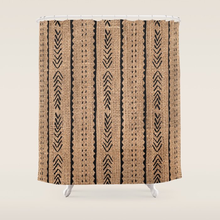 Burlap Mud Cloth Pattern  Shower Curtain Gallery Image 1