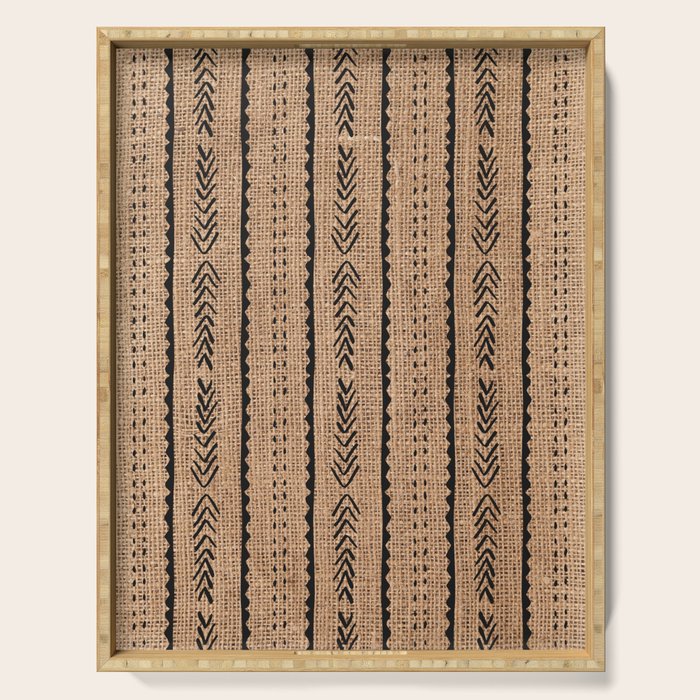 Burlap Mud Cloth Pattern  Serving Tray Gallery Image 1