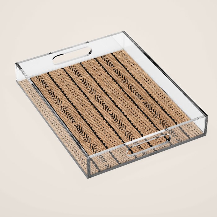 Burlap Mud Cloth Pattern  Acrylic Tray Gallery Image 1