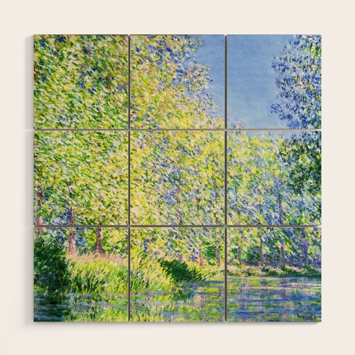 Monet: Bend in the River Epte Wood Wall Art Gallery Image 1