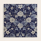 Light Blue, Cobalt Blue, & White Floral Pattern Wood Wall Art Gallery Image 1