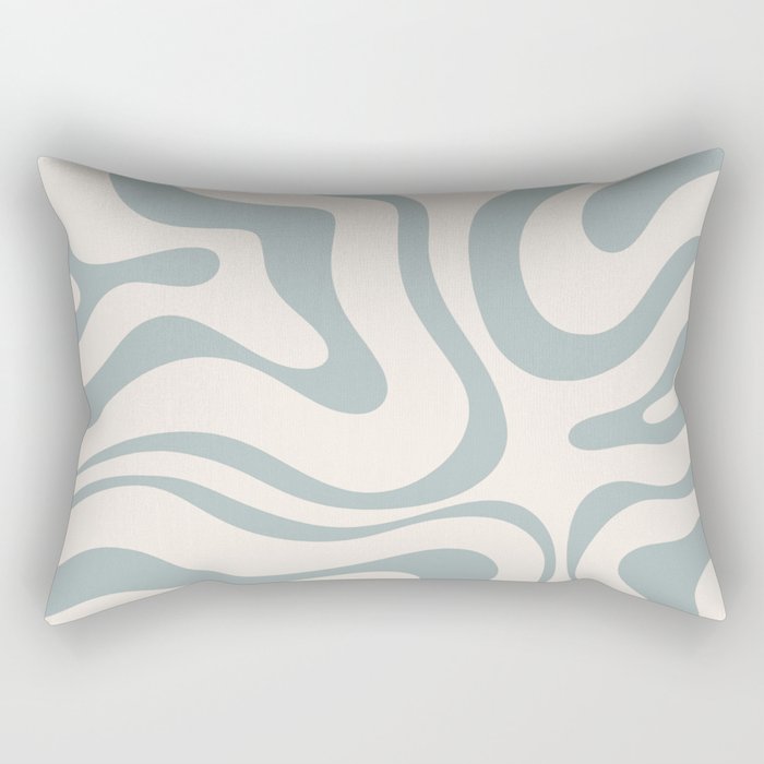 Modern Liquid Swirl Abstract Pattern in Light Blue-Gray and Cream Rectangular Pillow Gallery Image 2