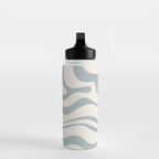 Modern Liquid Swirl Abstract Pattern in Light Blue-Gray and Cream Water Bottle Gallery Image 3