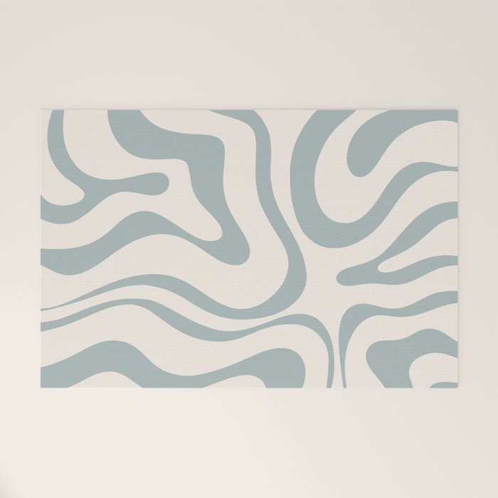 Modern Liquid Swirl Abstract Pattern in Light Blue-Gray and Cream Welcome Mat Gallery Image 1