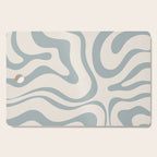 Modern Liquid Swirl Abstract Pattern in Light Blue-Gray and Cream Cutting Board Gallery Image 1