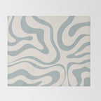 Modern Liquid Swirl Abstract Pattern in Light Blue-Gray and Cream Throw Blanket Gallery Image 2