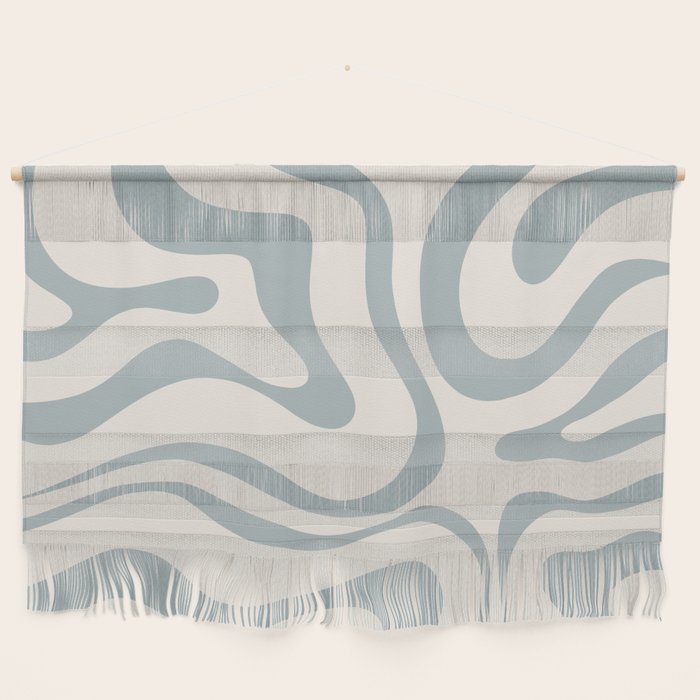 Modern Liquid Swirl Abstract Pattern in Light Blue-Gray and Cream Wall Hanging Gallery Image 1