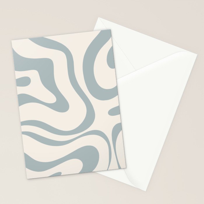 Modern Liquid Swirl Abstract Pattern in Light Blue-Gray and Cream Stationery Card Gallery Image 2