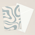 Modern Liquid Swirl Abstract Pattern in Light Blue-Gray and Cream Stationery Card Gallery Image 2