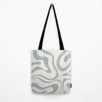 Modern Liquid Swirl Abstract Pattern in Light Blue-Gray and Cream Tote Bag Gallery Image 2