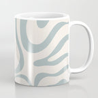 Modern Liquid Swirl Abstract Pattern in Light Blue-Gray and Cream Coffee Mug Gallery Image 1