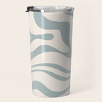 Modern Liquid Swirl Abstract Pattern in Light Blue-Gray and Cream Travel Mug Gallery Image 3