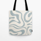 Modern Liquid Swirl Abstract Pattern in Light Blue-Gray and Cream Tote Bag Gallery Image 1