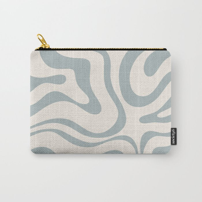 Modern Liquid Swirl Abstract Pattern in Light Blue-Gray and Cream Carry All Pouch Gallery Image 1