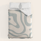 Modern Liquid Swirl Abstract Pattern in Light Blue-Gray and Cream Duvet Cover Gallery Image 6