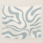 Modern Liquid Swirl Abstract Pattern in Light Blue-Gray and Cream Wall Tapestry Gallery Image 4