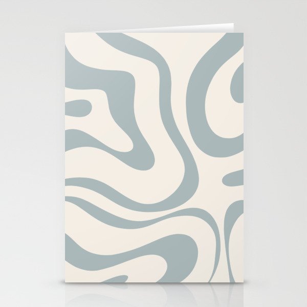 Modern Liquid Swirl Abstract Pattern in Light Blue-Gray and Cream Stationery Card Gallery Image 2