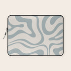 Modern Liquid Swirl Abstract Pattern in Light Blue-Gray and Cream Laptop Sleeve Gallery Image 1