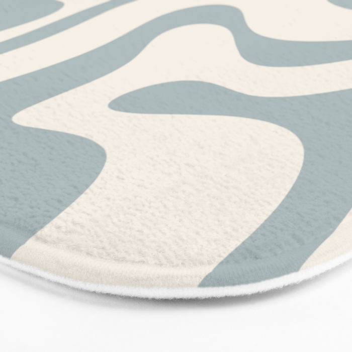 Modern Liquid Swirl Abstract Pattern in Light Blue-Gray and Cream Bath Mat Gallery Image 3