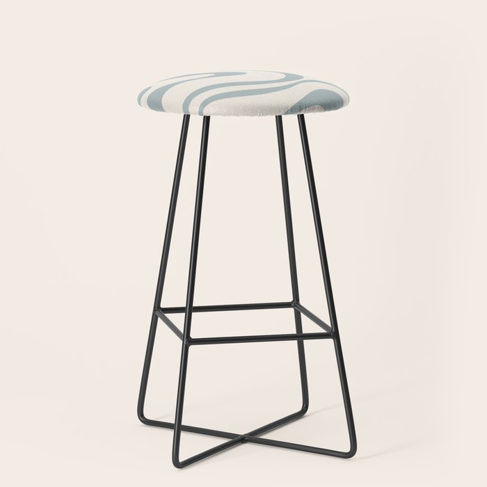 Modern Liquid Swirl Abstract Pattern in Light Blue-Gray and Cream Stool Gallery Image 1