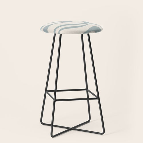 Modern Liquid Swirl Abstract Pattern In Light Blue-Gray And Cream Stool Gallery Image 1