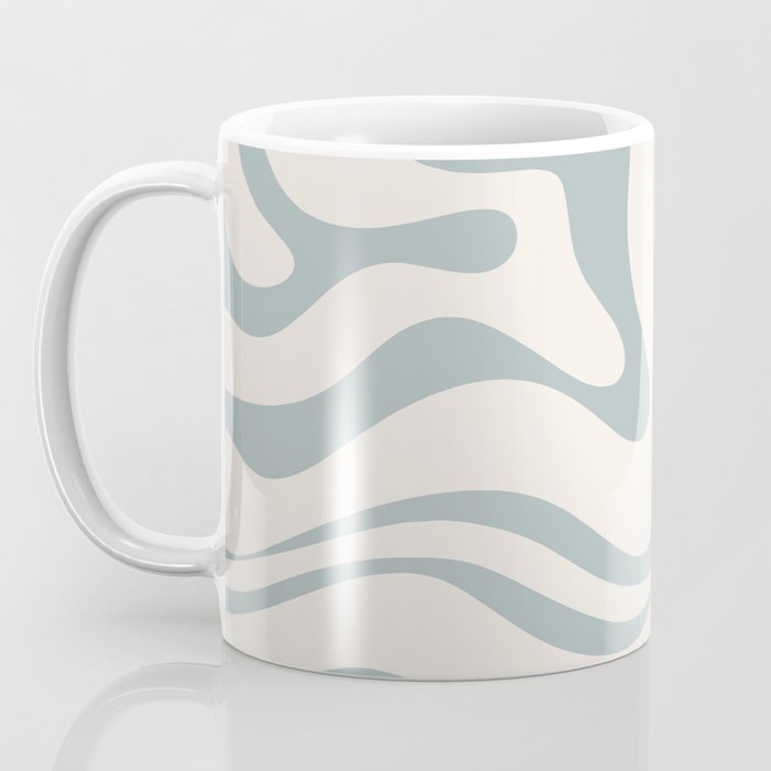 Modern Liquid Swirl Abstract Pattern in Light Blue-Gray and Cream Coffee Mug Gallery Image 3
