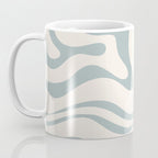 Modern Liquid Swirl Abstract Pattern in Light Blue-Gray and Cream Coffee Mug Gallery Image 3