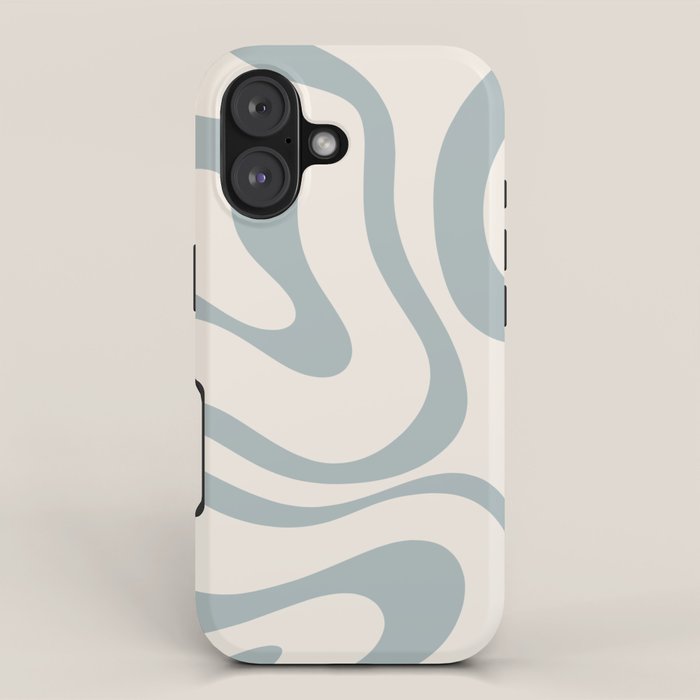 Modern Liquid Swirl Abstract Pattern in Light Blue-Gray and Cream iPhone Case Gallery Image 1