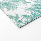 Toile de Jouy Vintage French Exotic Jungle Forest Teal & White Welcome Mat Gallery Image 2