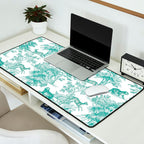 Toile de Jouy Vintage French Exotic Jungle Forest Teal & White Desk Mat Gallery Image 2