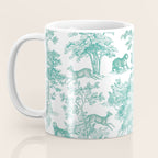 Toile de Jouy Vintage French Exotic Jungle Forest Teal & White Coffee Mug Gallery Image 3