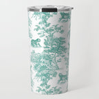 Toile de Jouy Vintage French Exotic Jungle Forest Teal & White Travel Mug Gallery Image 1