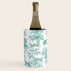 Toile de Jouy Vintage French Exotic Jungle Forest Teal & White Wine Chiller Gallery Image 2