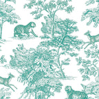 Toile de Jouy Vintage French Exotic Jungle Forest Teal & White Coffee Mug Gallery Image 2