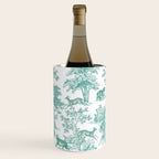 Toile de Jouy Vintage French Exotic Jungle Forest Teal & White Wine Chiller Gallery Image 3