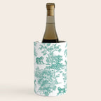 Toile de Jouy Vintage French Exotic Jungle Forest Teal & White Wine Chiller Gallery Image 1