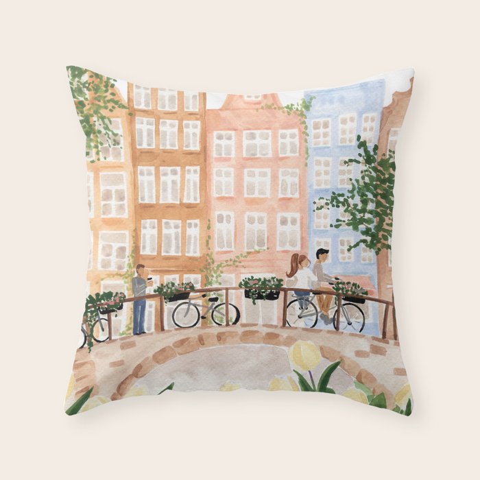 Amsterdam in the Spring Throw Pillow Gallery Image 1