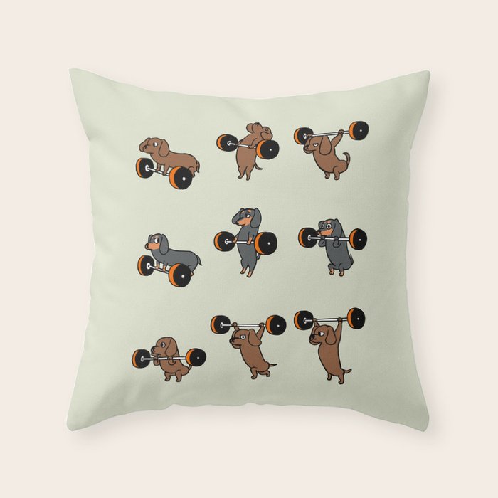 Olympic Lifting Dachshund Throw Pillow Gallery Image 6