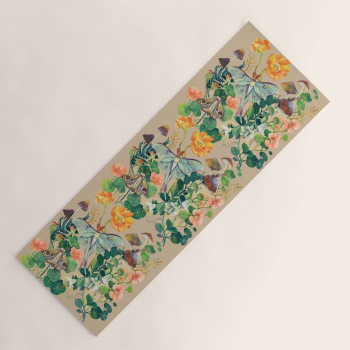 Floral Luna Moth Yoga Mat Gallery Image 1