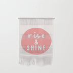 Rise and Shine inspirational quote typography wall art home decor in peach pink Wall Hanging Gallery Image 1