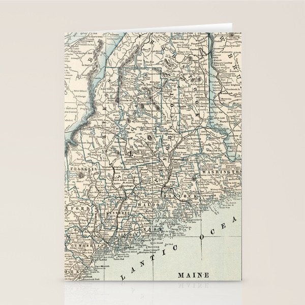 Vintage Map of Maine (1893) Stationery Card Gallery Image 1